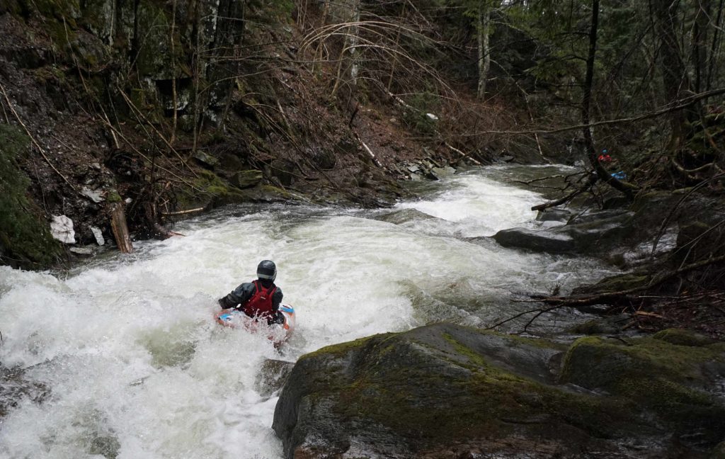 Mike Mainer on Bamm Bamm Rapid Flint Brook Vermont Whitewater Kayaking