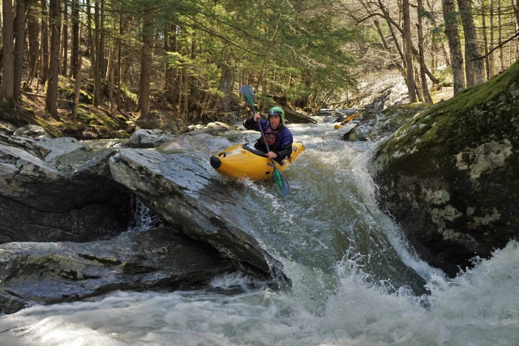 Cully Thomas runs a rapid on Ridley Brook Vermont Whitewater Kayaking
