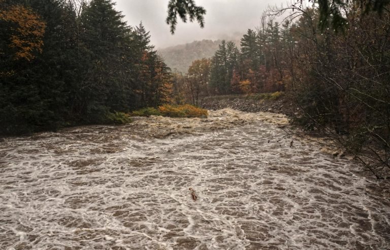 Below Bartletts Falls high water on the New Haven River Bristol Vermont Whitewater Kayaking