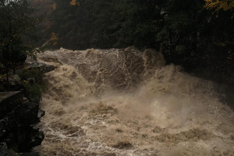 Bartletts Falls at very high water on the New Haven River Bristol Vermont Whitewater Kayaking