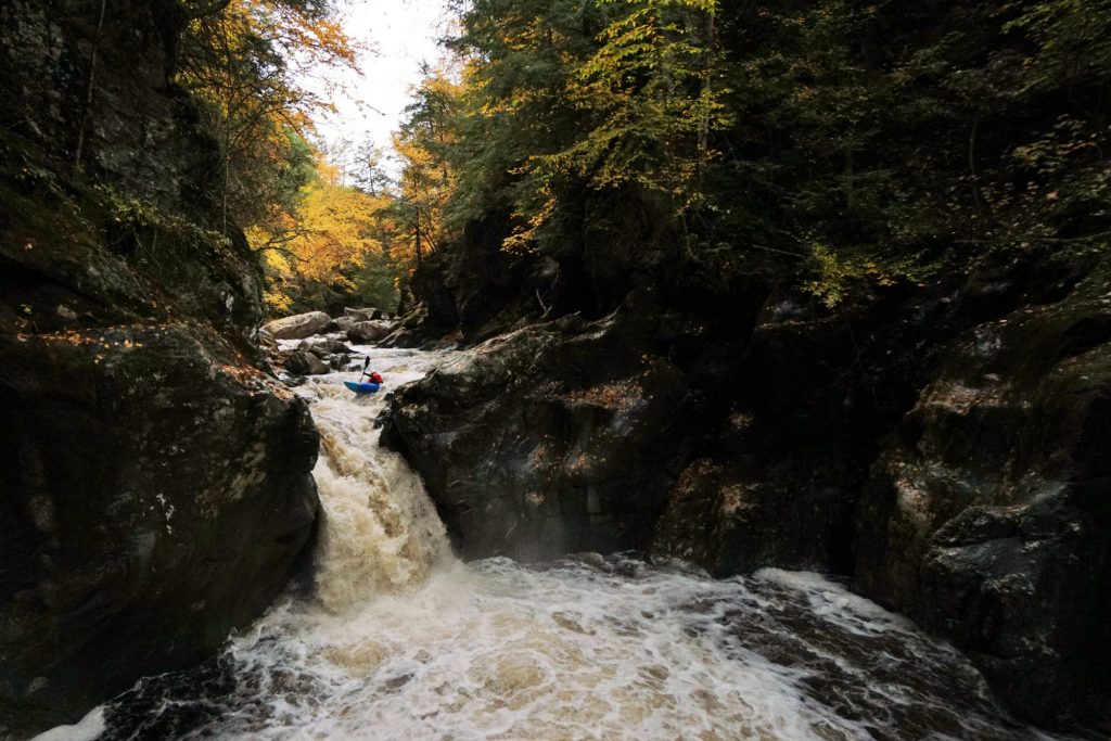 Ben Schott Runs Fallopian Falls Middlebury Gorge Vermont Whitewater Kayaking